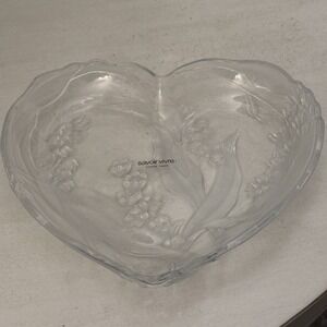 Savoir Vivre Christina Frosted Crystal Heart Serving Plate 10.5" w/ Box Japan